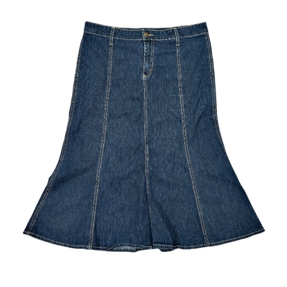 Riders Copper Long Denim Skirt Size 15M Waist 37" Modest Western Grunge Y2K VTG